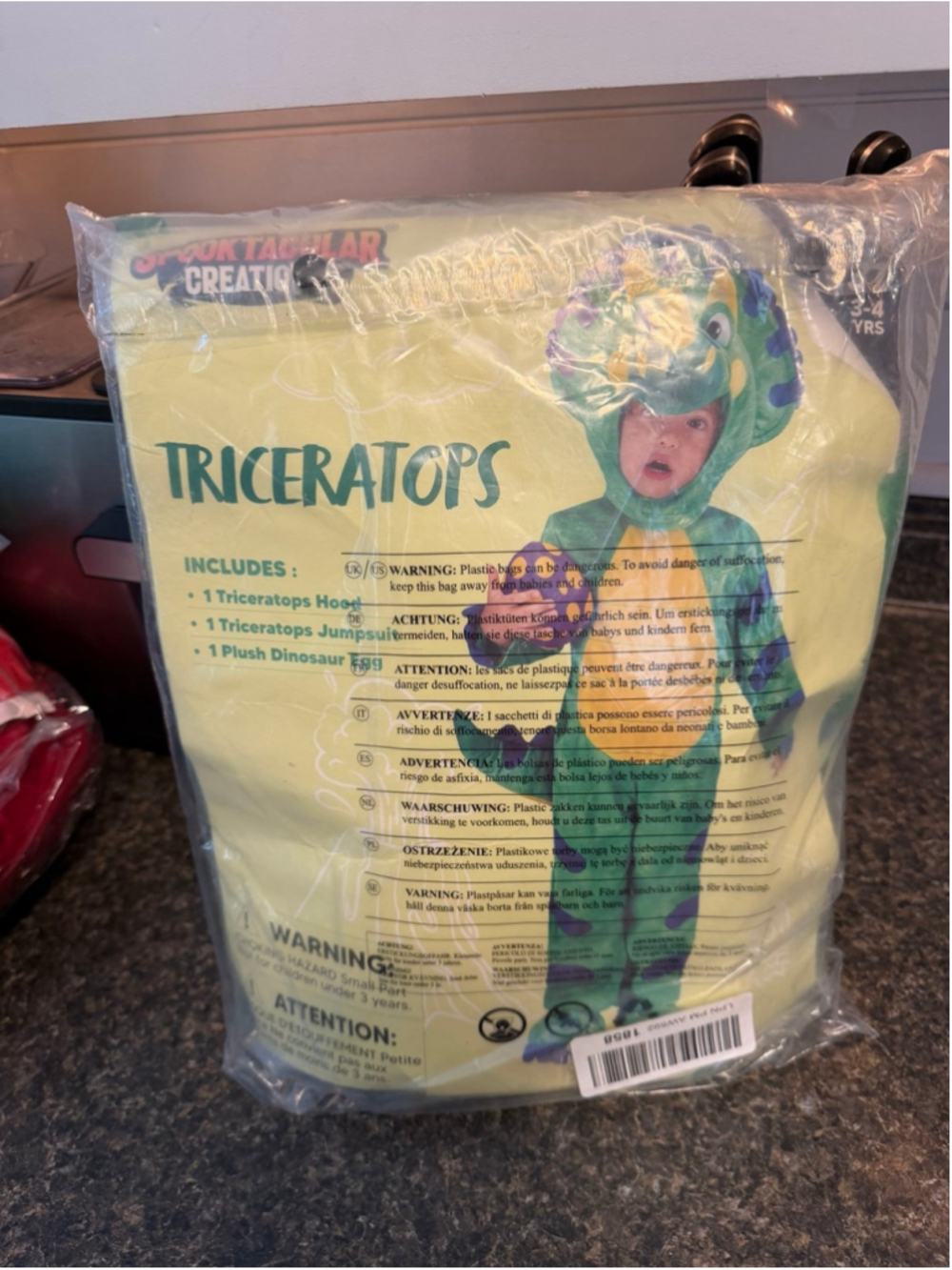 Spooktacular Creations Triceratops Dinosaur Costume 3T NEW